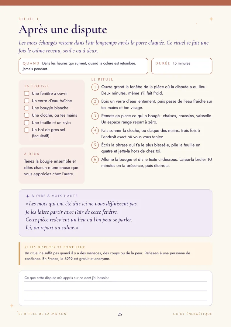 Page : rituel après une dispute